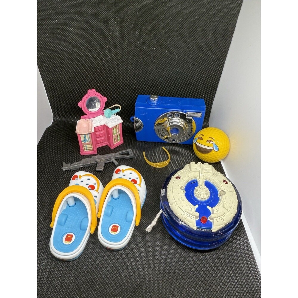 Mixed Toy Lot – McDonald’s Crocs Keychain, Yo‑Yo, Camera, Vanity Set & More
